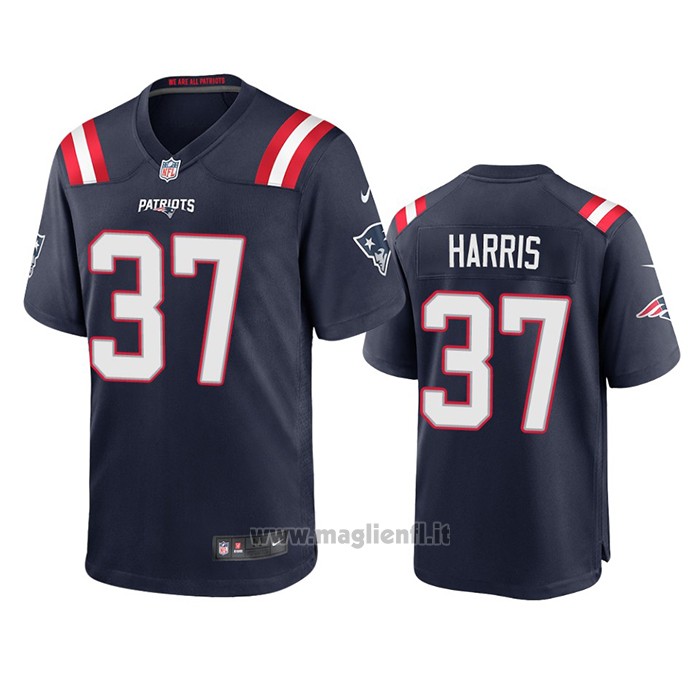 Maglia NFL Game New England Patriots Damien Harris 2020 Blu